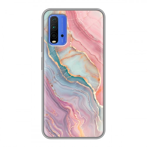 Дизайнерский силиконовый чехол для Xiaomi RedMi 9T розовый мрамор