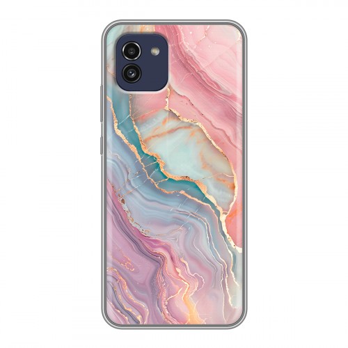 Дизайнерский силиконовый чехол для Samsung Galaxy A03 розовый мрамор