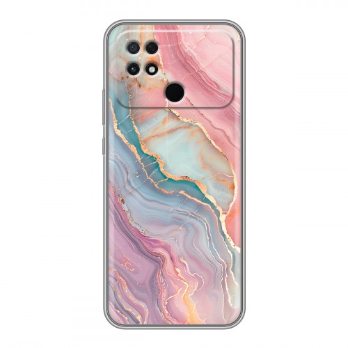 Дизайнерский силиконовый чехол для Xiaomi Poco C40 розовый мрамор