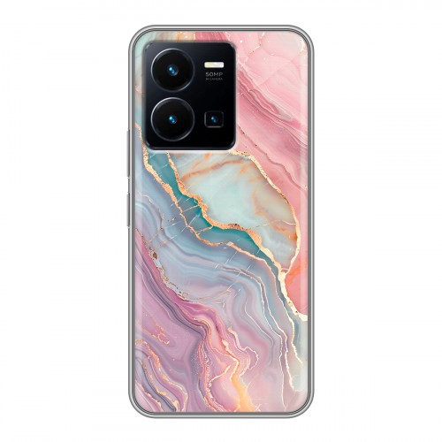 Дизайнерский силиконовый чехол для Vivo Y35 розовый мрамор