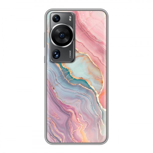 Дизайнерский силиконовый чехол для Huawei P60 розовый мрамор