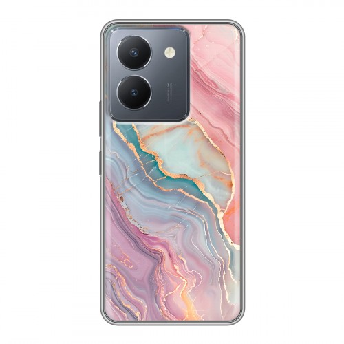 Дизайнерский силиконовый чехол для Vivo Y36 розовый мрамор