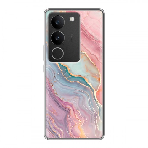 Дизайнерский силиконовый чехол для Vivo S17 розовый мрамор