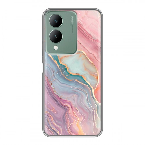 Дизайнерский силиконовый чехол для Vivo Y17s розовый мрамор