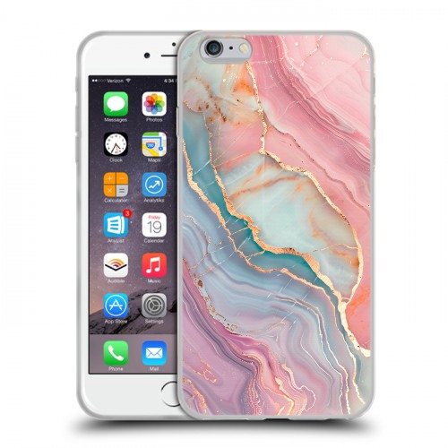 Дизайнерский силиконовый чехол для Iphone 6 Plus/6s Plus розовый мрамор