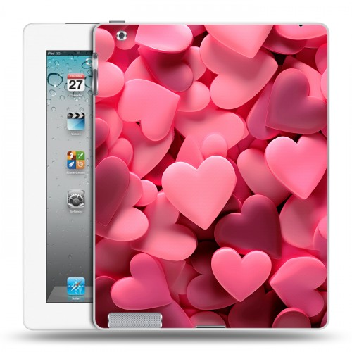 Дизайнерский пластиковый чехол для Ipad 2/3/4 розовые сердечки