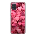 Дизайнерский силиконовый чехол для Samsung Galaxy A51 розовые сердечки