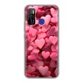 Дизайнерский силиконовый чехол для Tecno Camon 15 розовые сердечки