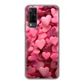Дизайнерский силиконовый чехол для Vivo Y31 розовые сердечки