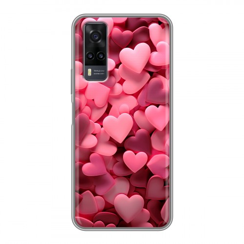 Дизайнерский силиконовый чехол для Vivo Y31 розовые сердечки