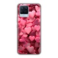 Дизайнерский силиконовый чехол для Realme 8 розовые сердечки