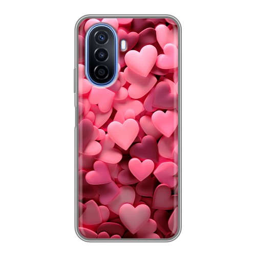 Дизайнерский силиконовый чехол для Huawei Nova Y70 розовые сердечки