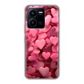 Дизайнерский силиконовый чехол для Vivo Y35 розовые сердечки