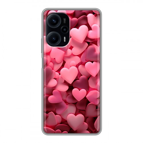Дизайнерский силиконовый чехол для XIaomi Poco F5 розовые сердечки