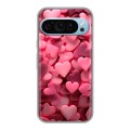 Дизайнерский силиконовый чехол для Google Pixel 9 розовые сердечки