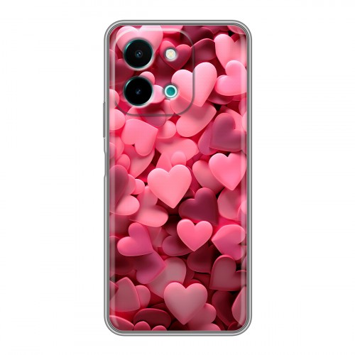 Дизайнерский силиконовый чехол для Vivo Y28 розовые сердечки