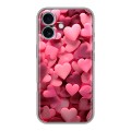 Дизайнерский силиконовый чехол для Iphone 16 Plus розовые сердечки
