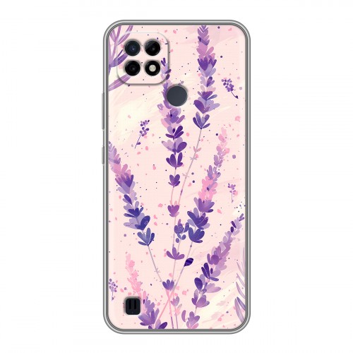 Дизайнерский силиконовый чехол для Realme C21 цветы лаванда