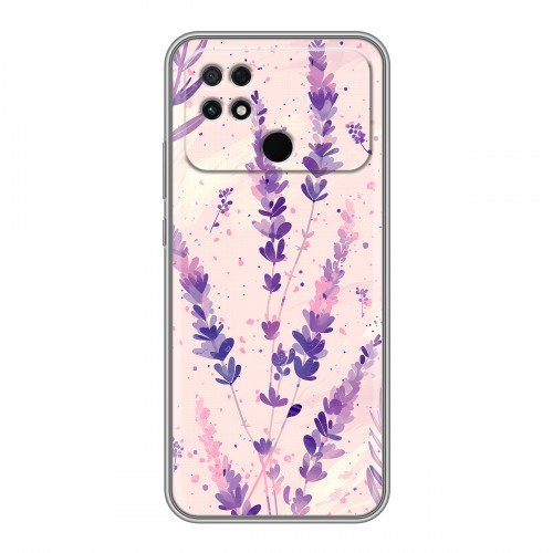 Дизайнерский силиконовый с усиленными углами чехол для Xiaomi Poco C40 цветы лаванда