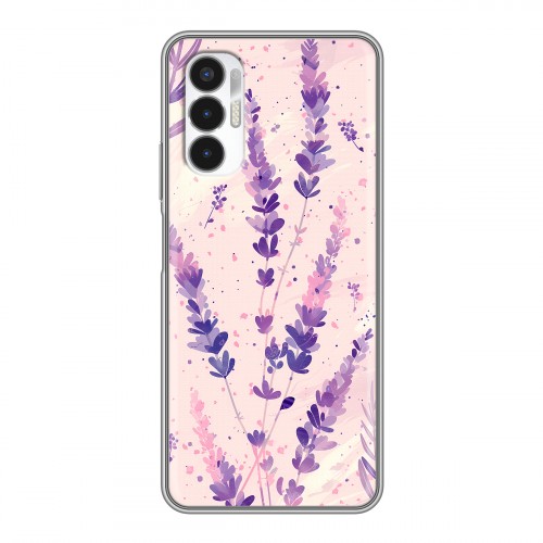 Дизайнерский силиконовый с усиленными углами чехол для Tecno Pova 3 цветы лаванда