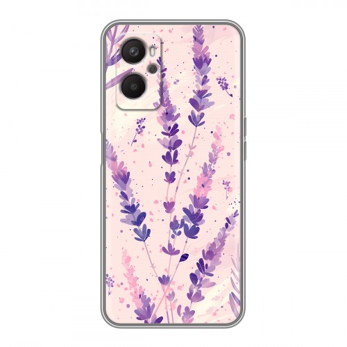 Дизайнерский силиконовый с усиленными углами чехол для OPPO A96 цветы лаванда