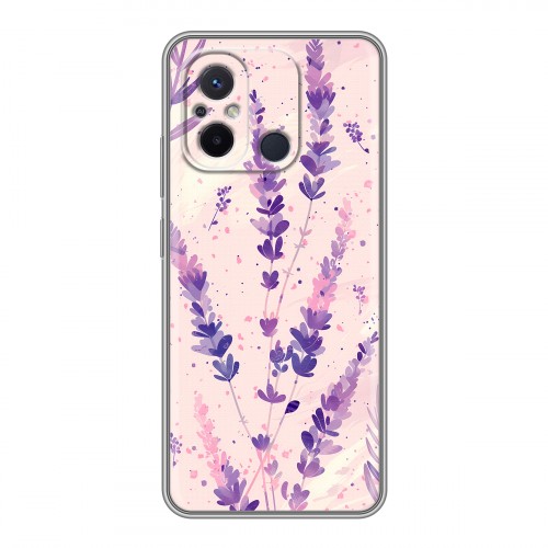Дизайнерский силиконовый с усиленными углами чехол для Xiaomi RedMi 12C цветы лаванда