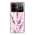 Дизайнерский силиконовый с усиленными углами чехол для Realme GT3 цветы лаванда