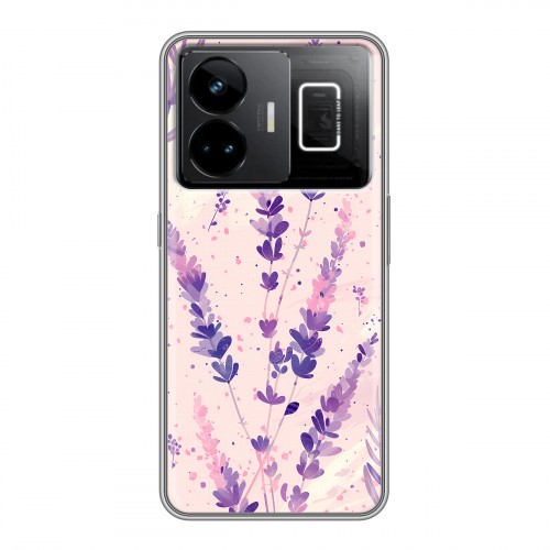 Дизайнерский силиконовый с усиленными углами чехол для Realme GT3 цветы лаванда