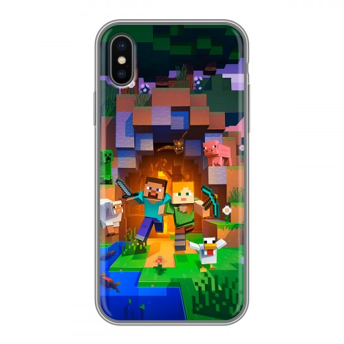 Дизайнерский силиконовый чехол для Iphone x10 Майнкрафт Minecraft