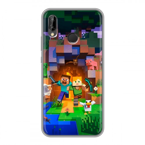 Дизайнерский силиконовый чехол для Huawei P20 Lite Майнкрафт Minecraft