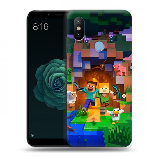 Дизайнерский силиконовый чехол для Xiaomi Mi A2 Майнкрафт Minecraft