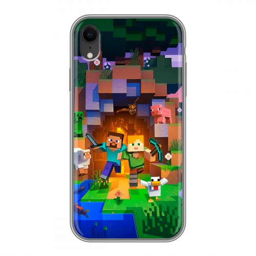 Дизайнерский силиконовый чехол для Iphone Xr Майнкрафт Minecraft
