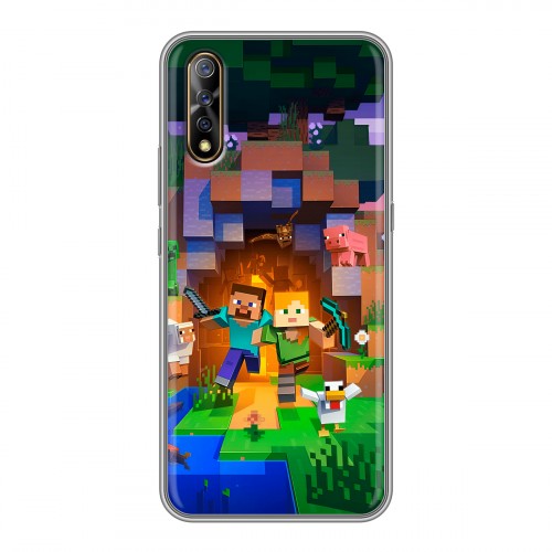 Дизайнерский силиконовый с усиленными углами чехол для Vivo V17 Neo Майнкрафт Minecraft