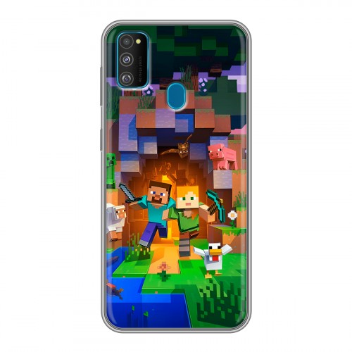 Дизайнерский силиконовый чехол для Samsung Galaxy M30s Майнкрафт Minecraft