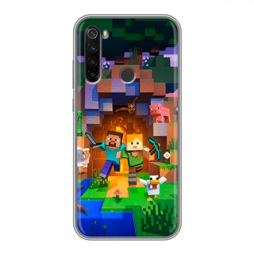 Дизайнерский силиконовый с усиленными углами чехол для Xiaomi RedMi Note 8T Майнкрафт Minecraft