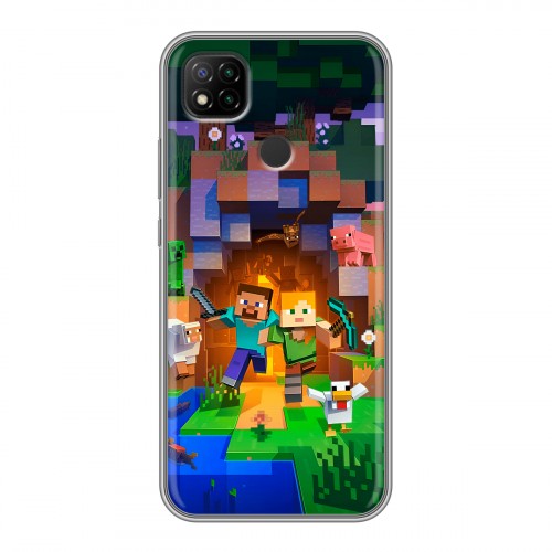 Дизайнерский силиконовый чехол для Xiaomi RedMi 9C Майнкрафт Minecraft