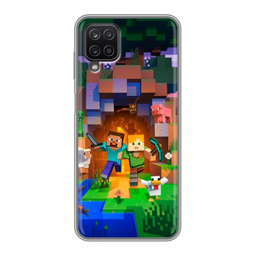 Дизайнерский силиконовый с усиленными углами чехол для Samsung Galaxy A12 Майнкрафт Minecraft