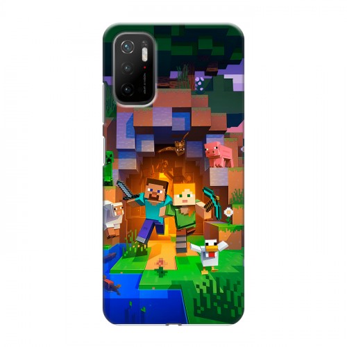 Дизайнерский силиконовый чехол для Xiaomi Poco M3 Pro Майнкрафт Minecraft