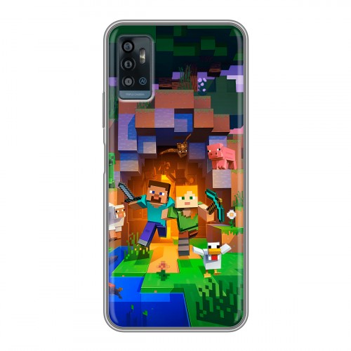 Дизайнерский силиконовый чехол для ZTE Blade A71 Майнкрафт Minecraft