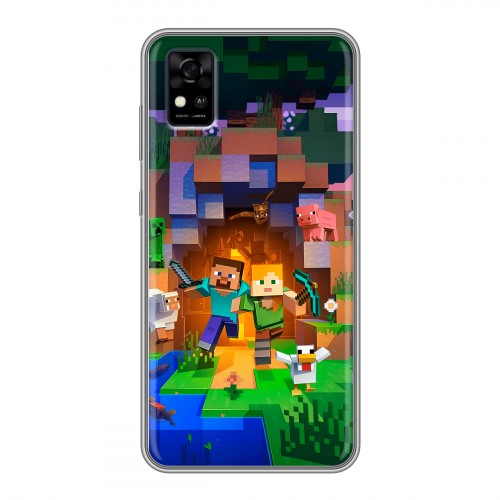 Дизайнерский силиконовый чехол для ZTE Blade A31 Майнкрафт Minecraft