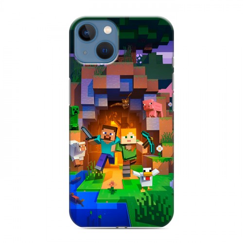 Дизайнерский силиконовый чехол для Iphone 13 Майнкрафт Minecraft