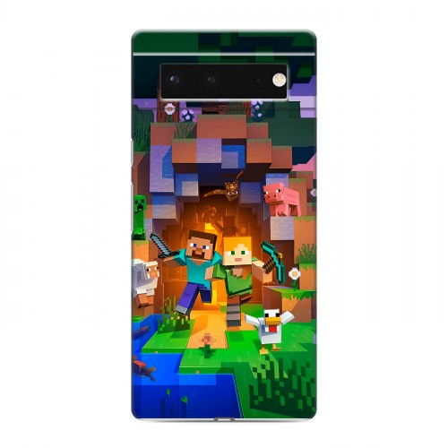 Дизайнерский силиконовый чехол для Google Pixel 6 Майнкрафт Minecraft
