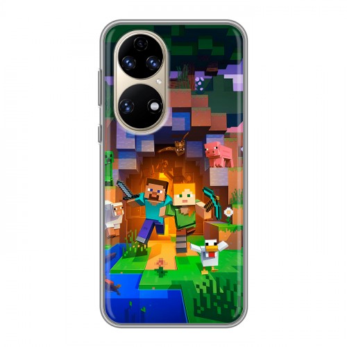 Дизайнерский силиконовый чехол для Huawei P50 Pro Майнкрафт Minecraft