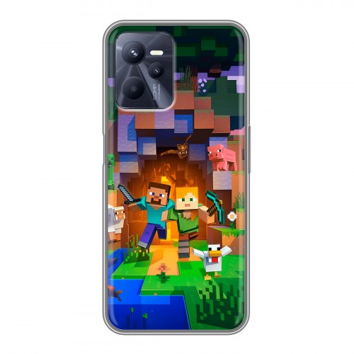 Дизайнерский силиконовый чехол для Realme C35 Майнкрафт Minecraft