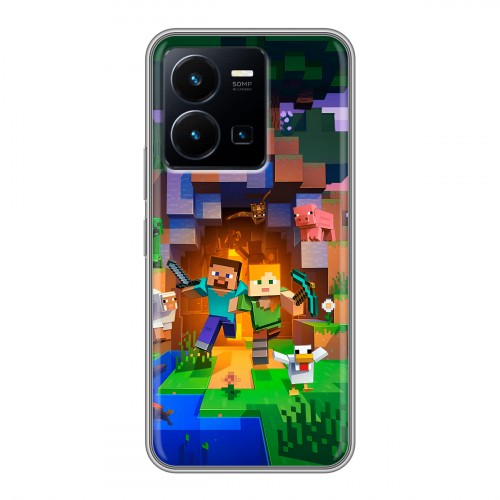 Дизайнерский силиконовый с усиленными углами чехол для Vivo Y35 Майнкрафт Minecraft