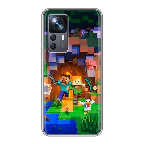 Дизайнерский силиконовый чехол для Xiaomi 12T Майнкрафт Minecraft