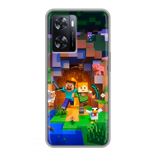 Дизайнерский силиконовый чехол для OPPO A57s Майнкрафт Minecraft