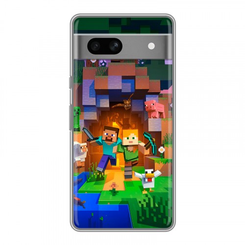 Дизайнерский силиконовый чехол для Google Pixel 7A Майнкрафт Minecraft