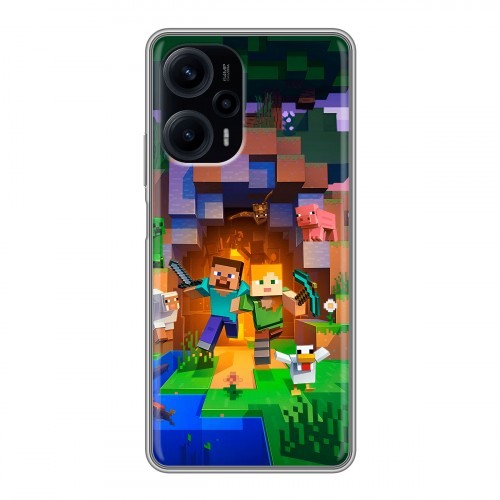Дизайнерский силиконовый чехол для XIaomi Poco F5 Майнкрафт Minecraft