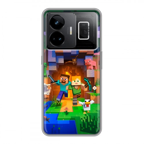 Дизайнерский силиконовый чехол для Realme GT3 Майнкрафт Minecraft